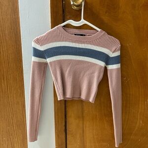 PacSun Pink and Blue Striped Crop Top